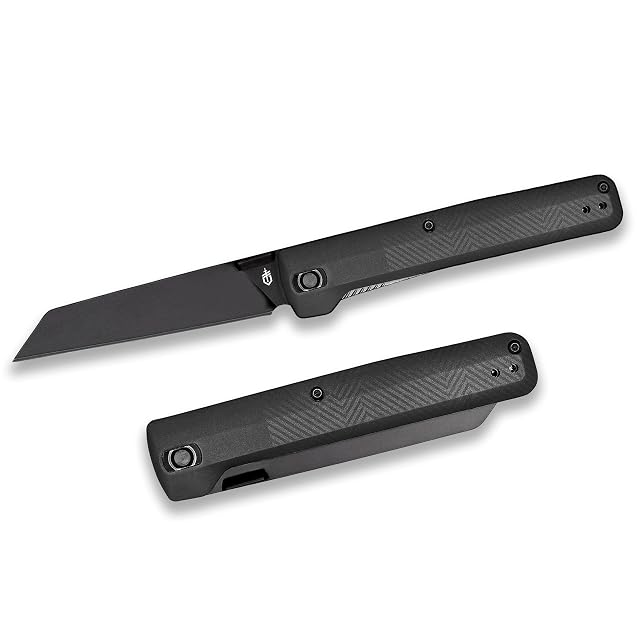 Gerber Gear Pledge Pocket Knife with Pocket Clip - 3 7 Full Panel Plain Edge Blade Folding Knife