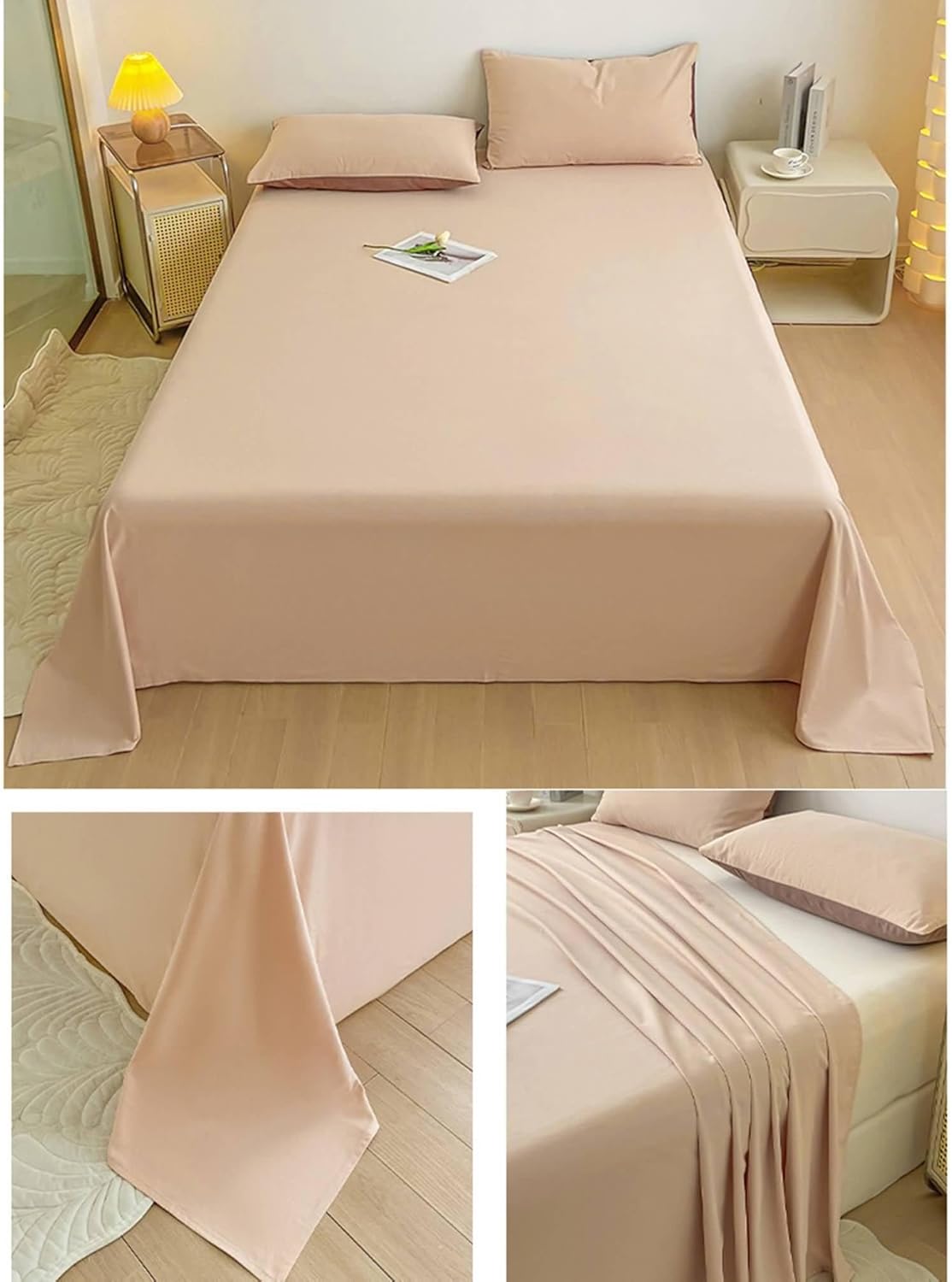 Beydodo Flat Sheet 62 x 90 inch, Bed Sheets Solid Color, Comfortable and Soft Cotton Mattress Protector 160x230cm