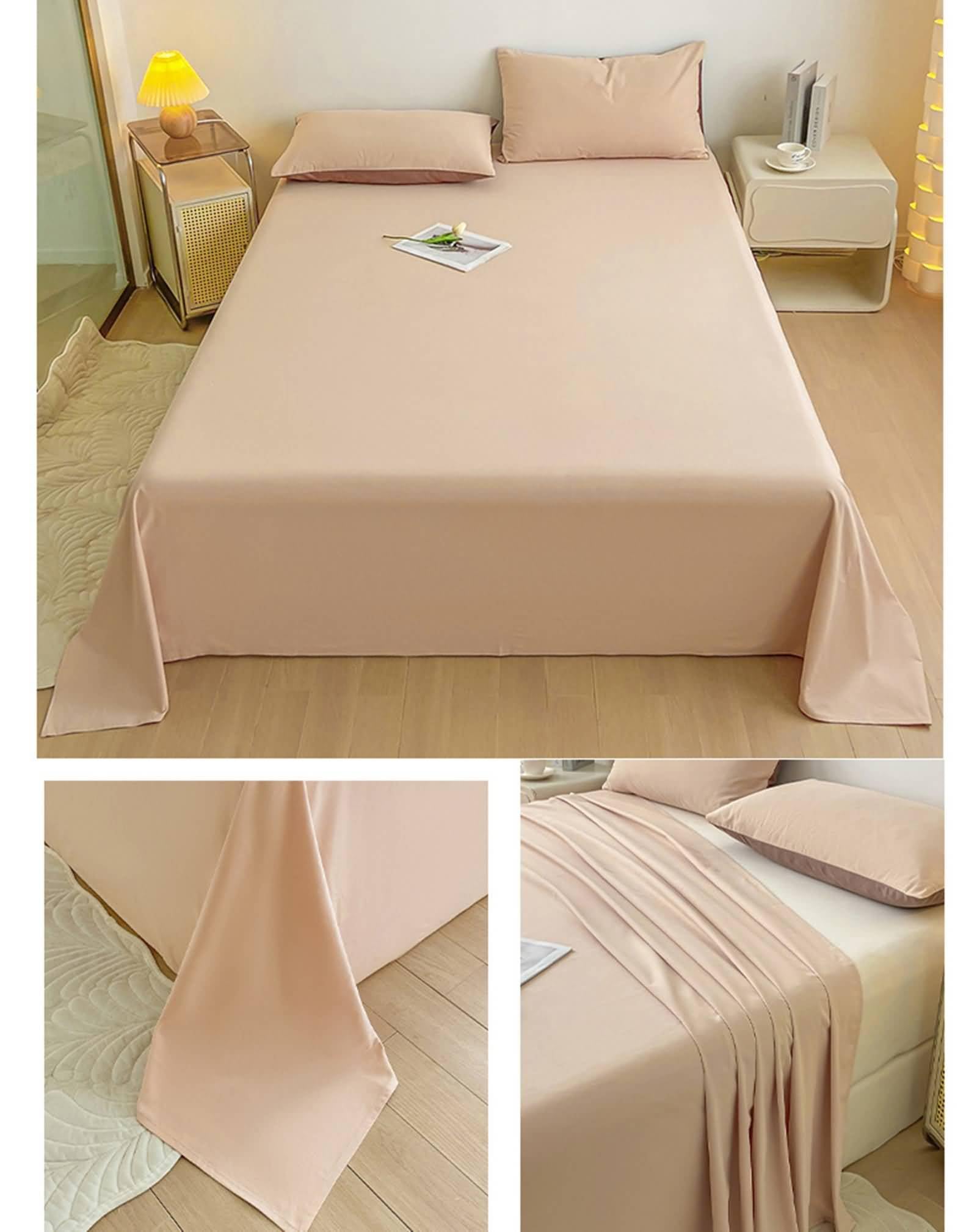 Sabanas Cama Verano 160x230cm,Sabana Bajera Cama Color Sólido Sabanas Matrimonio Verano Caqui Claro