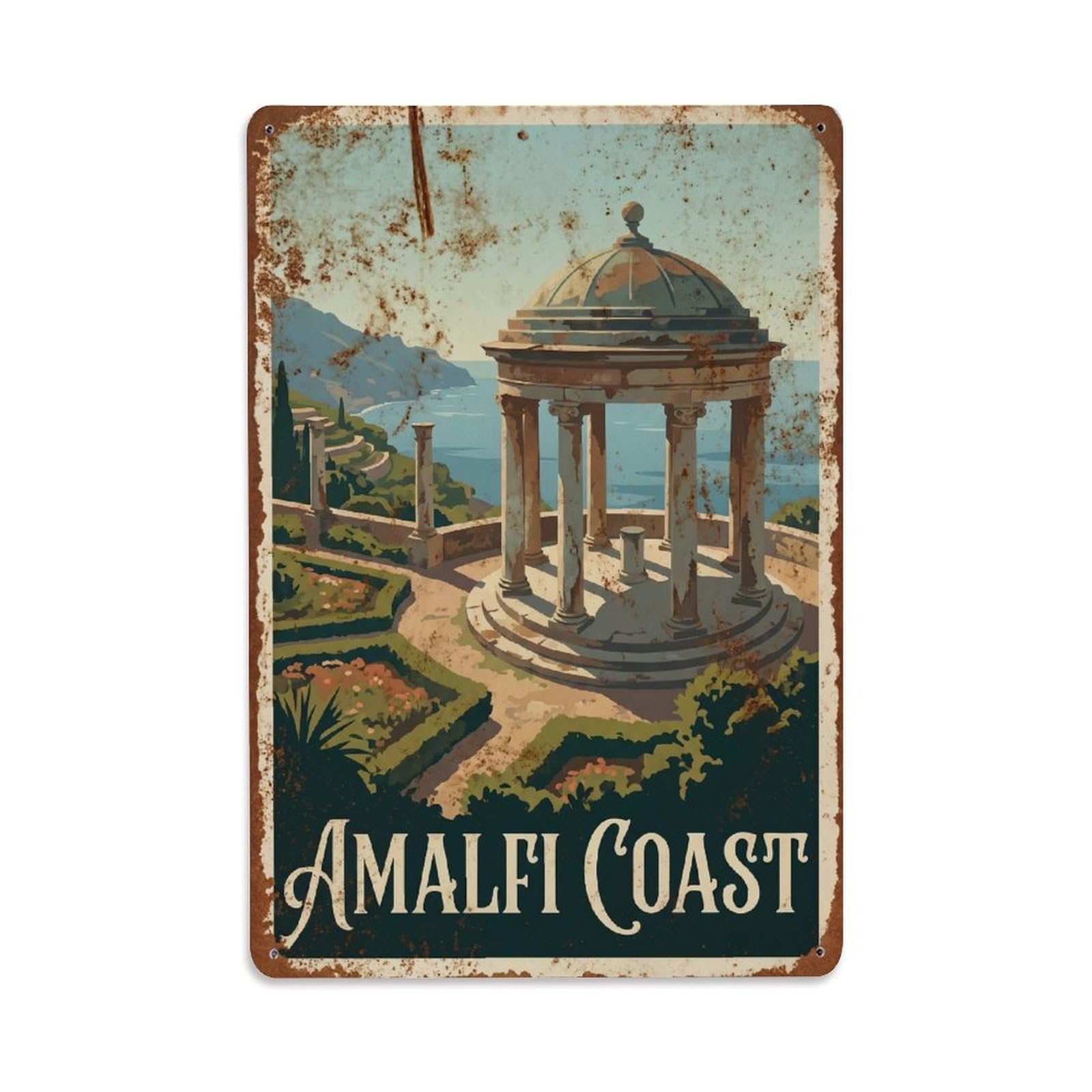 Vintage Travel Rotunda Italy Garden Metal Tin Sign