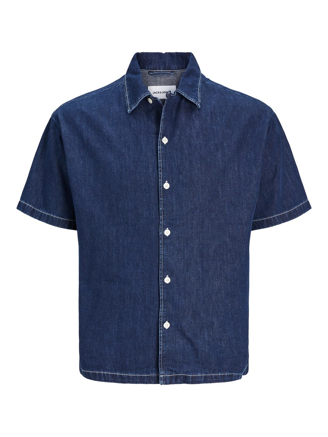 JACK & JONES Herren Jjipalma Jjresort Shirt S/S Wi 871 Kurzarmhemd, Blue Denim, XL