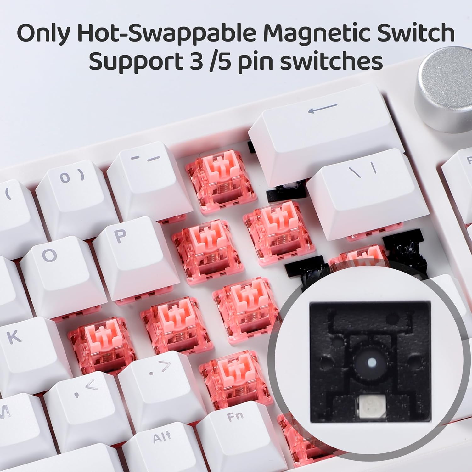 BOYI 66Pro Rapid Trigger Magnetic Switch 65% Mechanical Keyboard,Hall Effect Gasket-Mounted RGB HotSwap Hyper-Fast Adjustable Actuation Wired Compact Gaming Keyboard with Knob(White)
