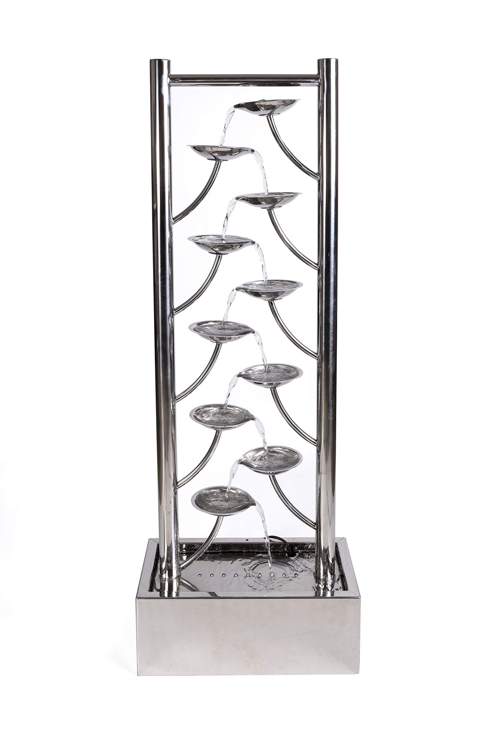 Köhko® Pared de agua aprox. 97 cm de acero inoxidable en forma de hoja con iluminación LED.