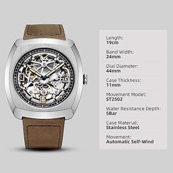SEA-GULL Watch for Men Automatic Mechanical Wristwatches Waterproof Skeleton Dial 849.27.6094