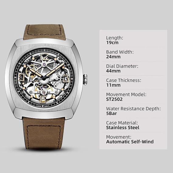 SEA-GULL Watch for Men Automatic Mechanical Wristwatches Waterproof Skeleton Dial 849.27.6094
