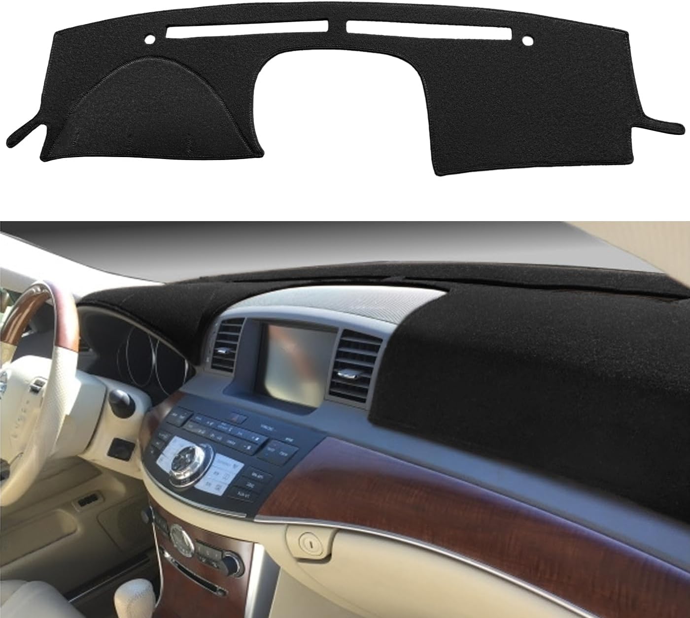 Dash Cover Mat Custom Fit for Infiniti M35 M45 2006-2010 Dashboard Pad Cap Carpet Protector F225 (Black)