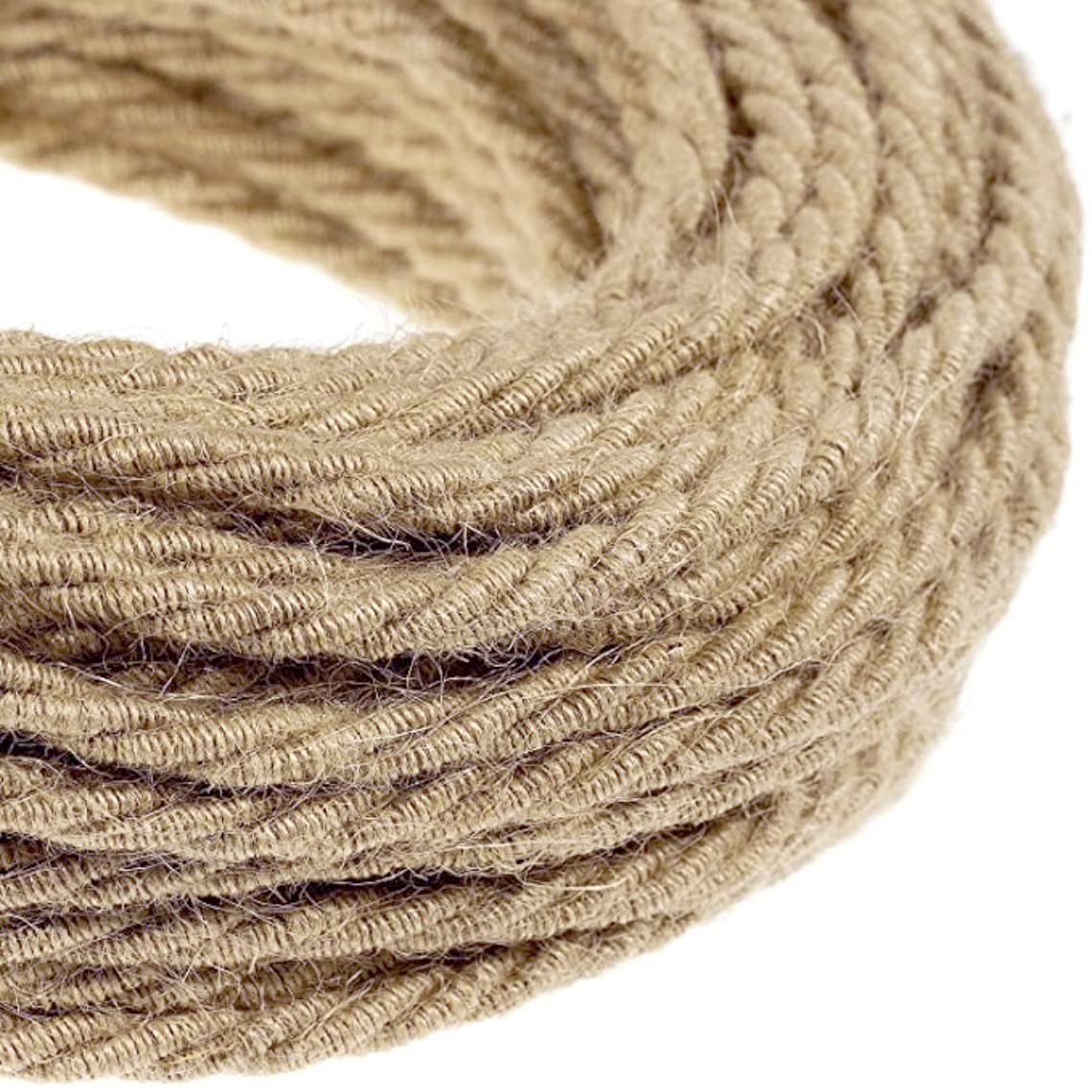 AMARCORDSTextile Electrical Wire color jute, braided, jute, 5 meters, 2 conductors 2x0.75 - Wire coated in colored vintage fabric for chandeliers and lamps applique lampshades.