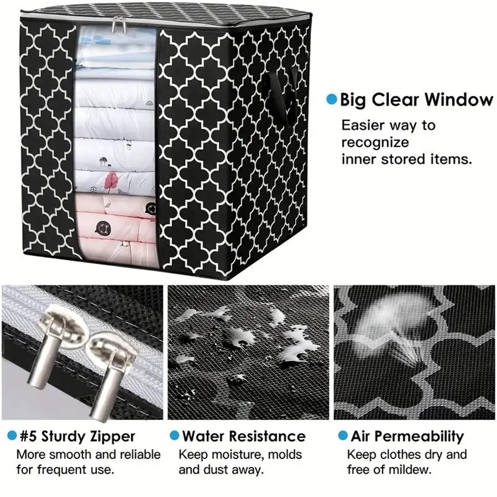 Steppdecken-Kleider-Organizer 3 stücke Quilt Lagerung Taschen Mit Zipper Faltbare Kleidung Lagerung Organizer Staubdicht Wasserdicht Große Kapazität Hause Schrank Organisieren Aufbewahrungstasche(Vert