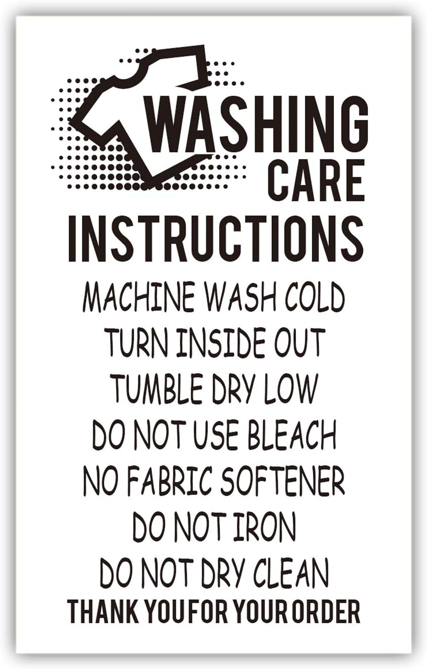 None Brand 50 T-Shirt Washing Instructions Cards, Shirt Care Instruction Cards, Care Instructions Insert for Small Business Packaging, Customer Directions Cards, Small Online Shop Package Insert