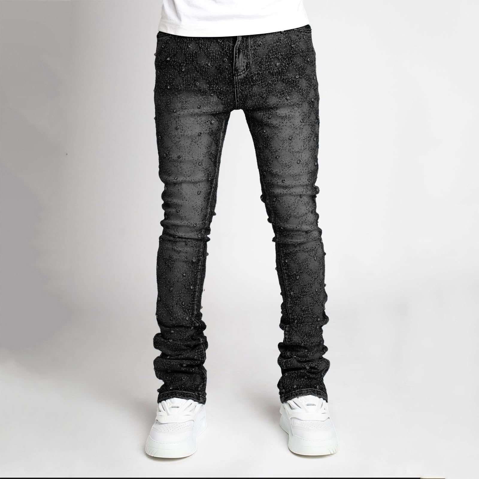 Generico Pantaloni Tuta Uomo, Pantalone Uomo Larghi,Jeans Elasticizzati in Denim con Gamba Dritta per Stile Moderno e Confortevole