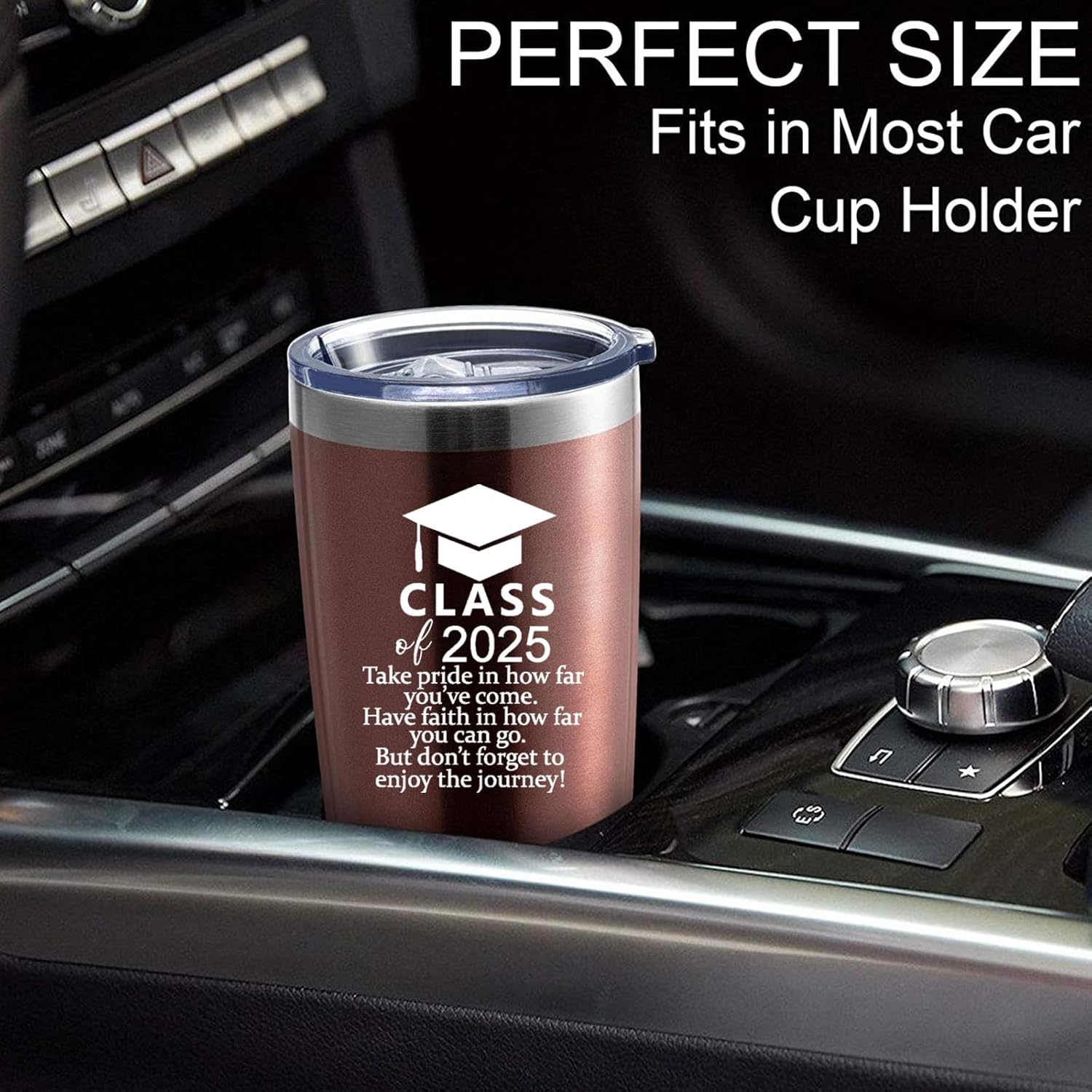 Class of 2025 Graduation Gifts 20 Ounces Stainless Steel Insulted Tumbler Car Cup Drink Mug Inspirational Graduate Present (Rose Gold) - Image 7