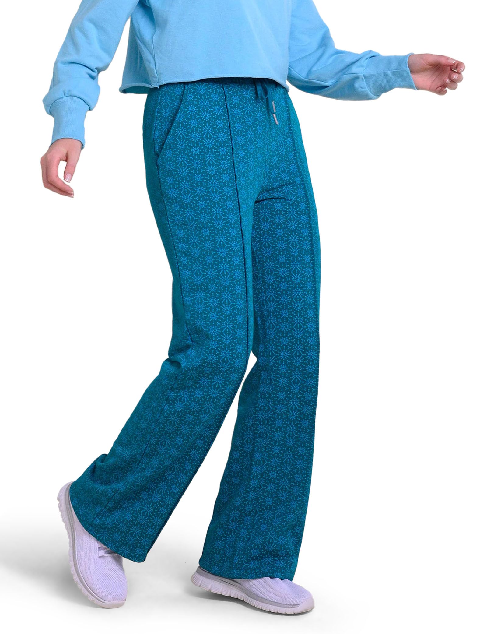 Enorsia Women's Pleated Wide Leg Trouser in Blue | Size: 16