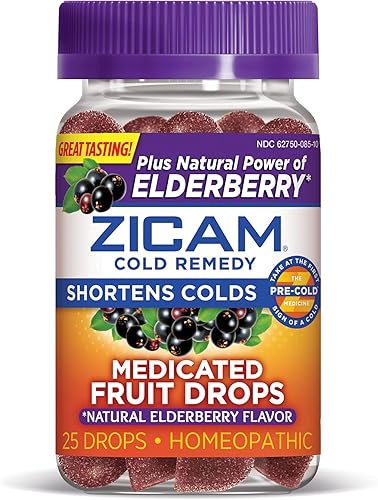 Zicam Cold Remedy Gotas de frutas medicadas con zinc, saúco, 25 unidades (paquete de 2)