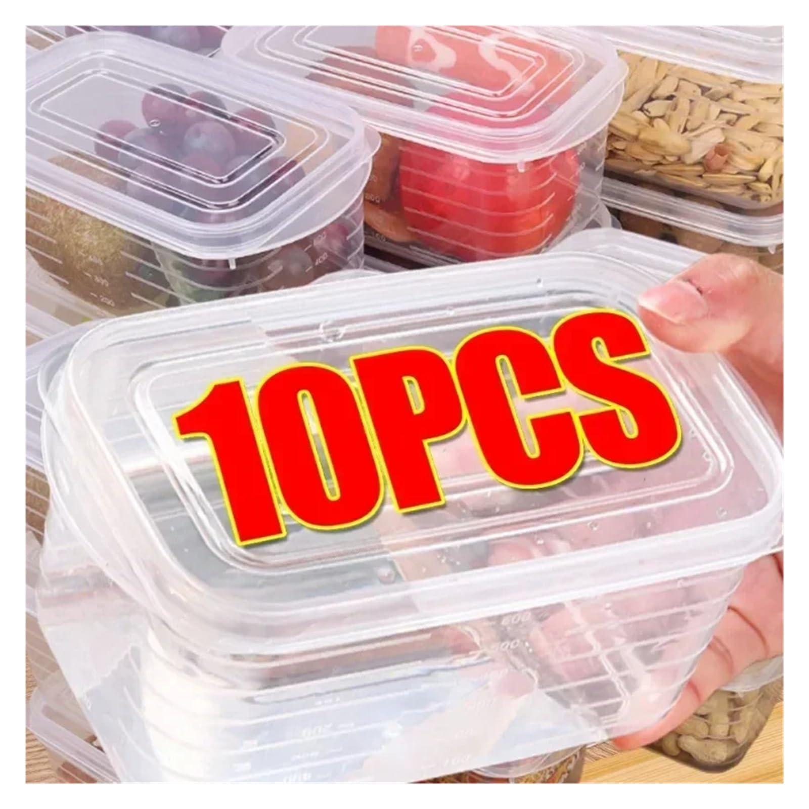 Contenitore for frutta e verdura for la conservazione degli alimenti | Confezione opzionale da 1 o 10 pezzi for la conservazione degli alimenti domestici(700ml (10 pcs))