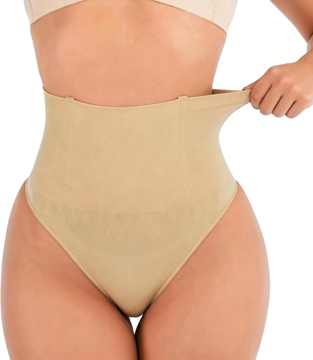 FOCUSSEXY Tummy Control Shapewear Pnaties for Women Body Shaper Seamless Mid-Waist Sexy Thongs Stomach Shapewear Underwear