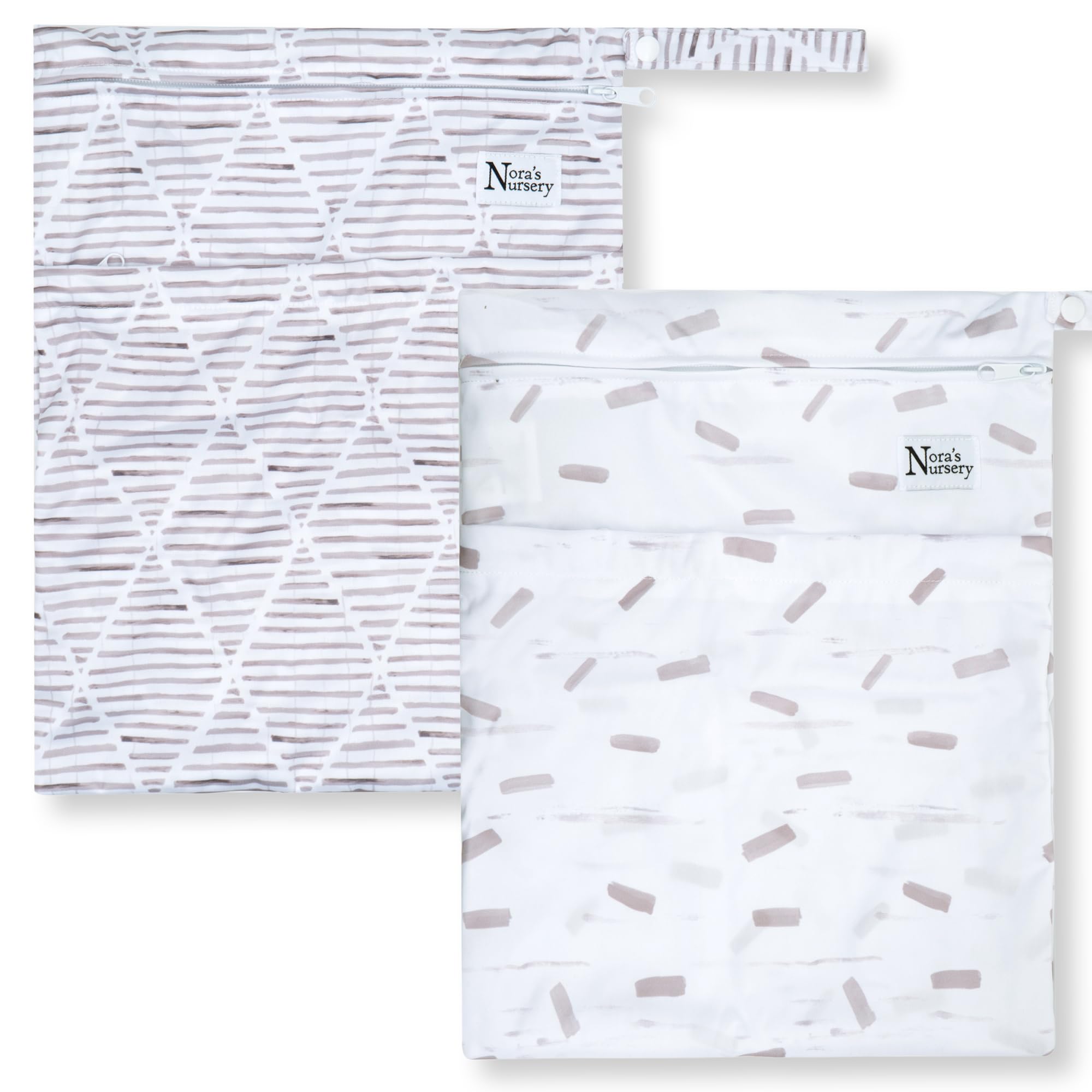 Nora's Nursery Wet Dry Bags with Two Zippered Pockets - Reusable and Washable Wet Bag for Swimming, Travel, Beach, Pool, Daycare, Cloth Diapers,