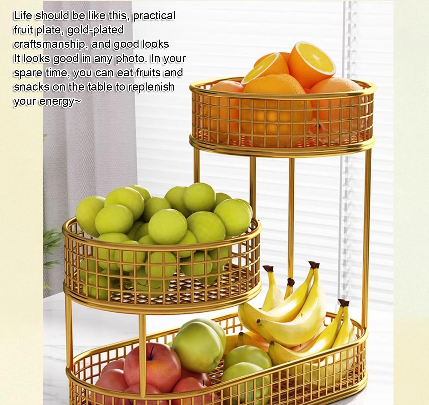 Wielopoziomowy metalowy koszyk owocowy, luksusowy design do stolika do kawy w salonie, wszechstronna przekąska i uchwyt owocowy, serwowanie koszykówki z blatami,A,Small