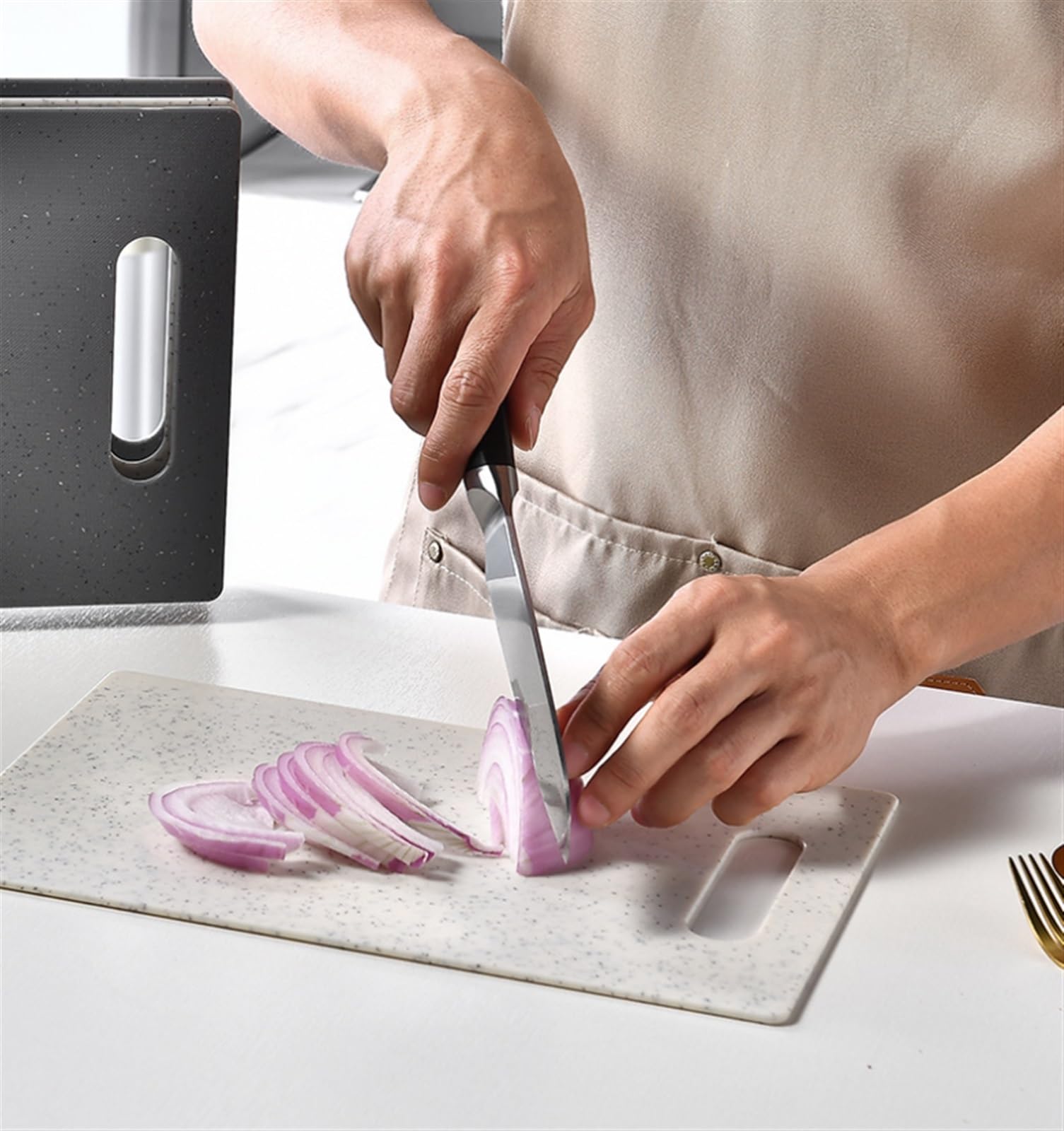 Küche Schneidebretter 4-teiliges Set Mit Ständer, Schneidebretter Für Die Küche, Spülmaschinenfest Für Fleisch, Obst Und Gemüse Schneidebrett