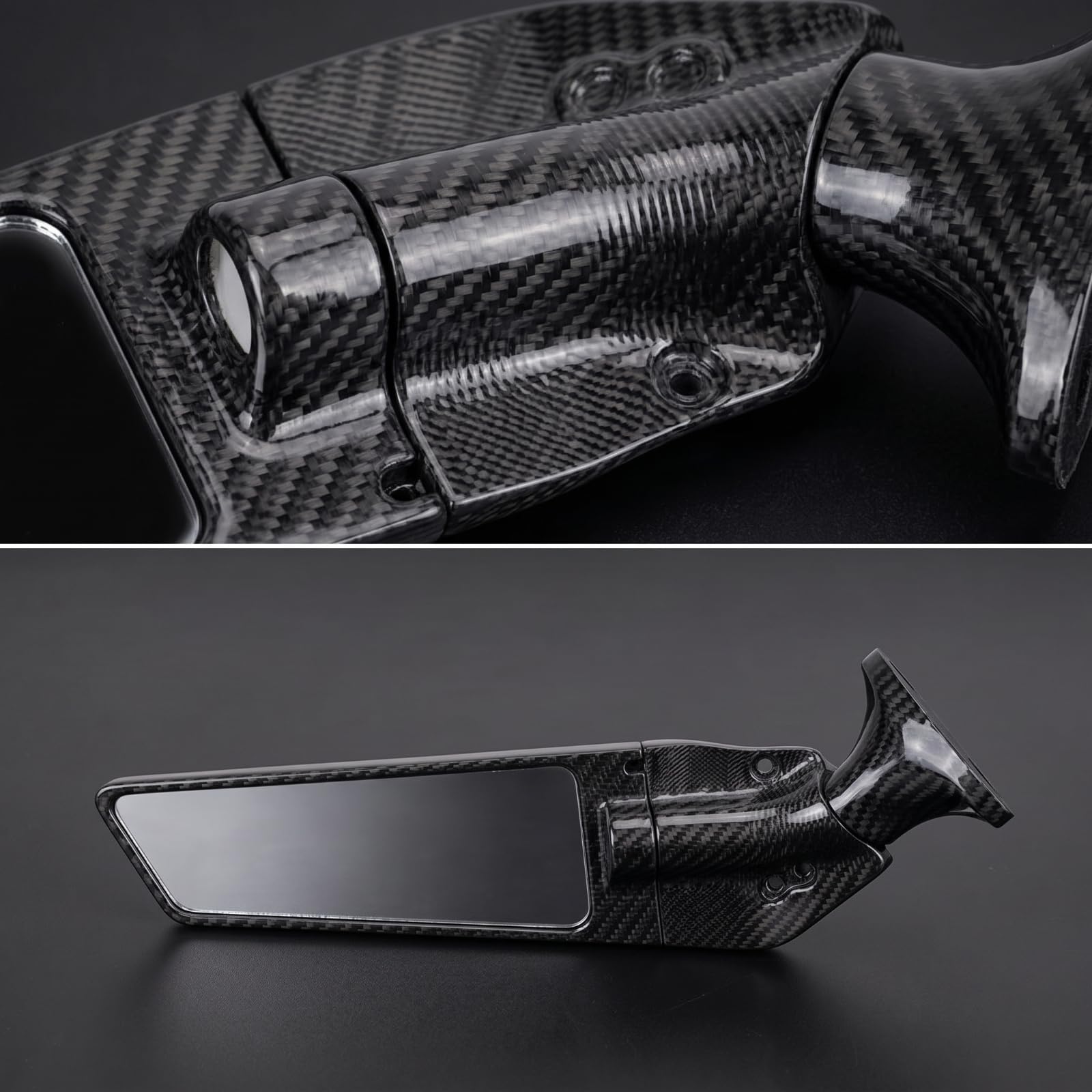 Specchietti Retrovisori Carbon Look Specchietto da Manubrio Aerodinamico Specchietto con Attacco Filettato per ciclisti, Pista