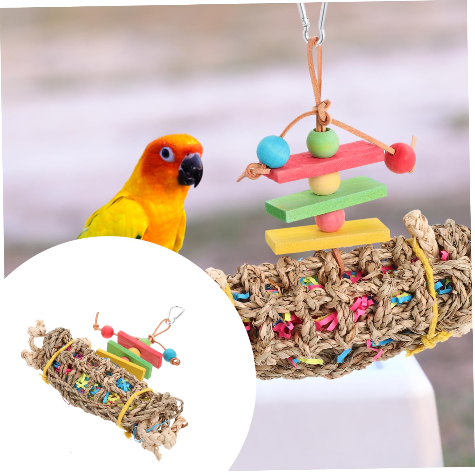 minkissy 3pièces Jouet à Mâcher Suspendu pour Perroquet Accessoire pour Oiseaux Jouet à pour Oiseaux De Compagnie