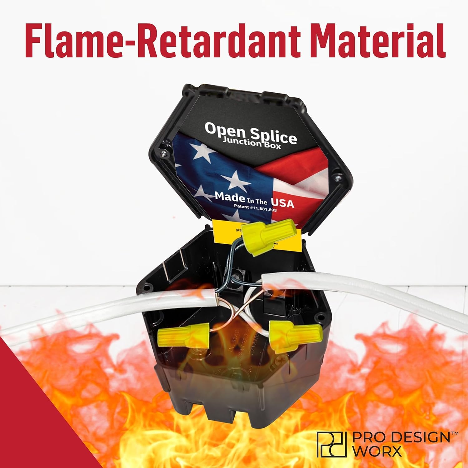 Open Splice Junction Box 25-Pack | UL 514C | One-Piece Polycarbonate Box, Code-Approved, Durable DIY Electrical Splice Enclosure in Black | Fast Installation for Safe Wiring Connections