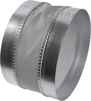 Vent Systems 10" Inch Flexible Vibration-Reducing Male Fit Duct Connector Round Galvanized Steel Dryer Vent Hose Connector, Spiral Duct, Pipe Extender, HVAC Ventilation - Inline Duct Work Coupler