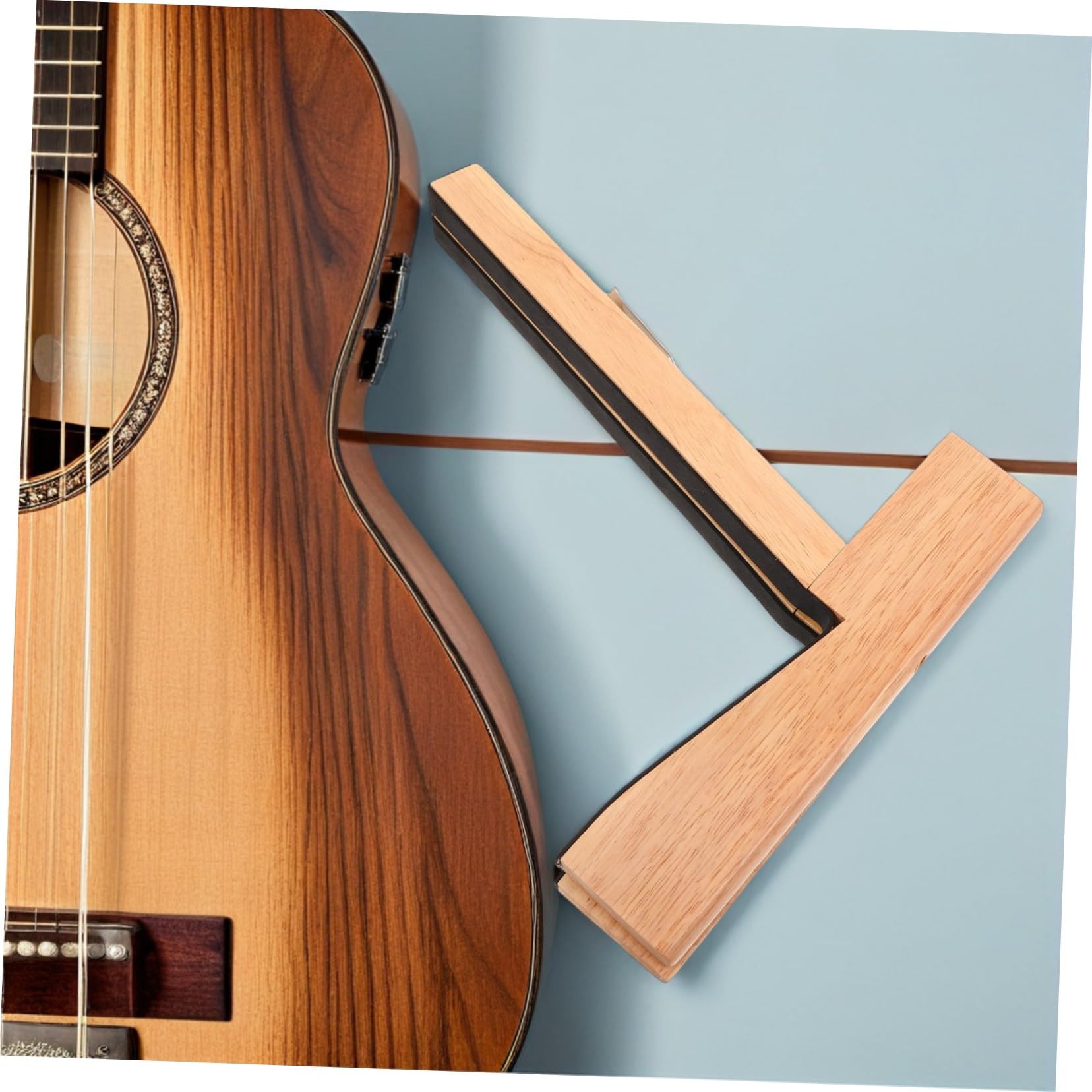 BESTonZON Stojak Na Gitarę Uchwyt Na Ukulele Drewniany Wieszak Na Gitarę Przenośny Drewniany W Kolorze Khaki