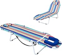 Vista 9 de LILYPELLE Tumbona plegable para exteriores con colchón, sillas reclinables ajustables de 5 posiciones para patio, perfectas para exteriores, tomar