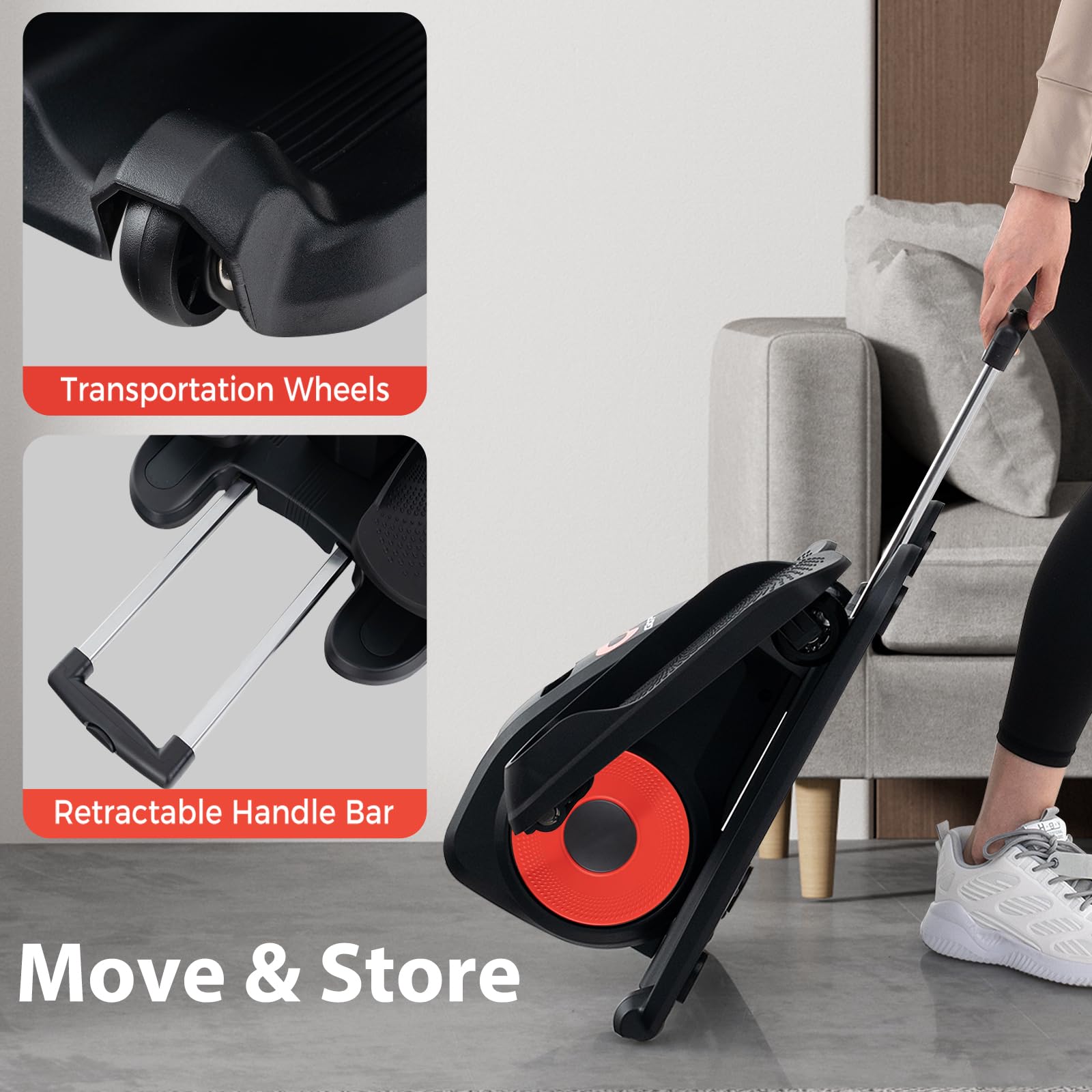 KOMFOTTEU Ellipsentrainer mit Fernbedienung, Elektrisches Ellipsengerät mit Display/ 5 Geschwindigkeiten/automatische Modi, Elliptical Corsstrainer, Leise & Tragbar Stepper Untertisch