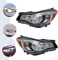 Vista 4 de CNCEST Par de faros delanteros halógenos, ajuste directo, carcasa cromada, lente transparente, para modelos Subaru Impreza 2015-2016, delantero