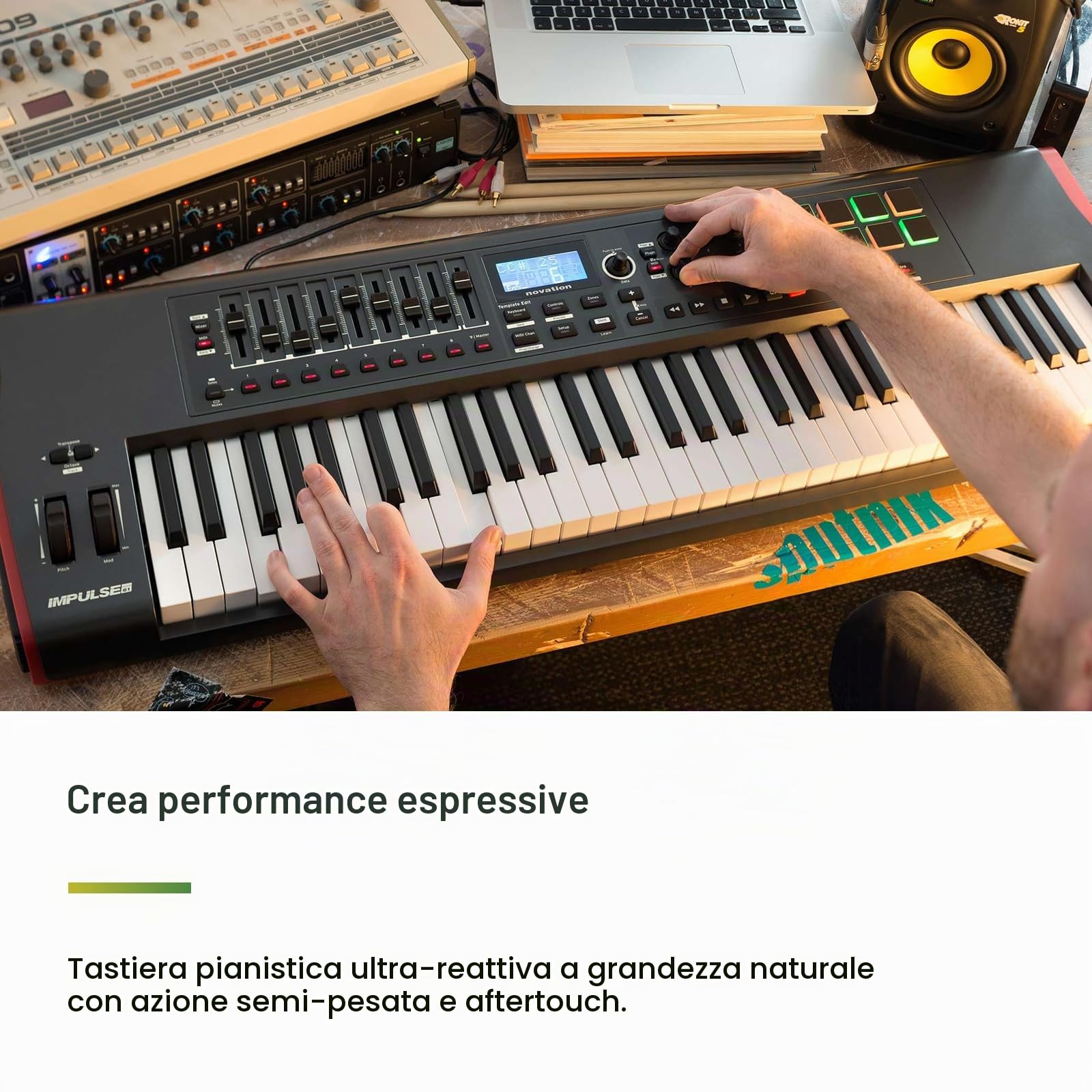 Novation Impulse 61 Grey Tastiera Controller Midi/USB con 61 Tasti Semipesati