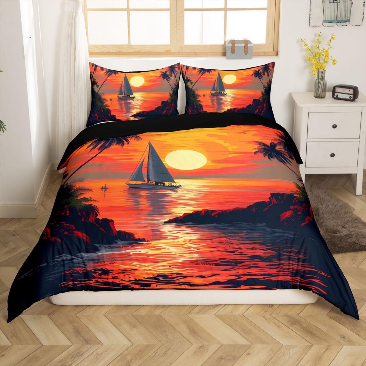 Erosebridal Blue Dolphin Bedding Set Toddler Size,Nautical Theme Comforter Cover Sea Animal Duvet Cover Coastal Lighthouse Quilt Cover for Kids Boys Girls Bedroom Decor