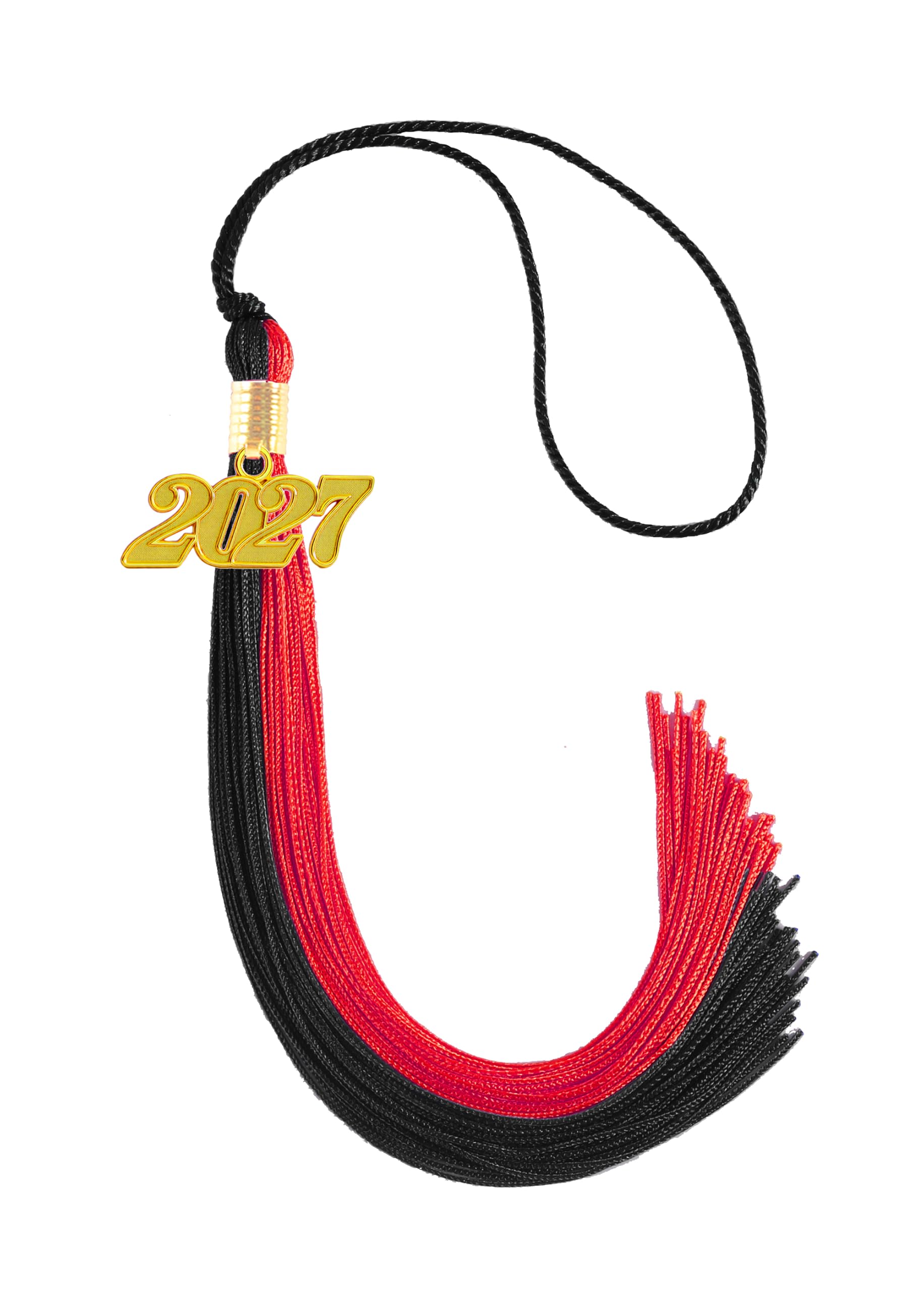 Black and Red Graduation Tassel 2027 for Grad Cap