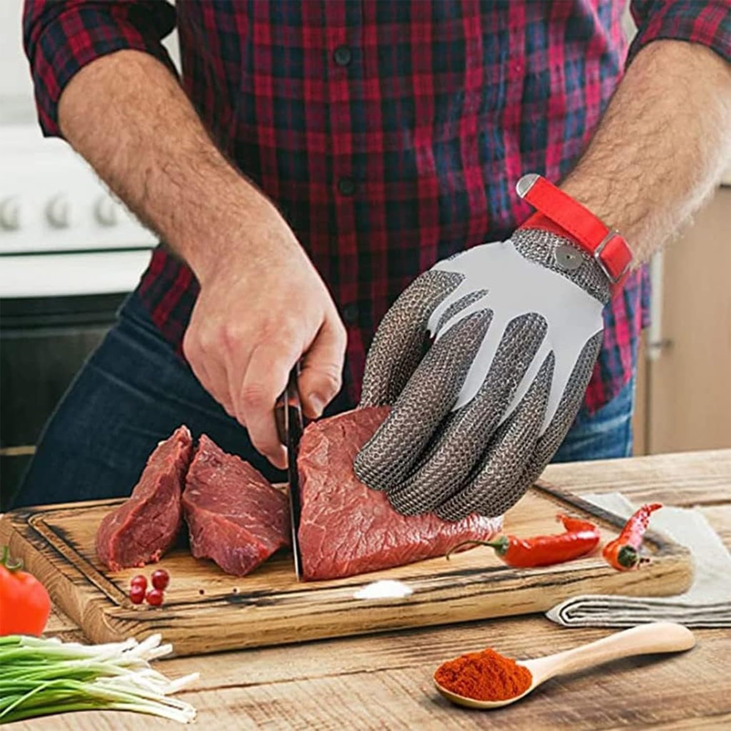 Cut Resistant Chainmail Glove, Stainless Steel Metal Mesh Glove for Butcher Meat Cutting, Kitchen Food Preparation, Oyster Shucking, Fish Fillet and Knife Handling 2 pcs,L