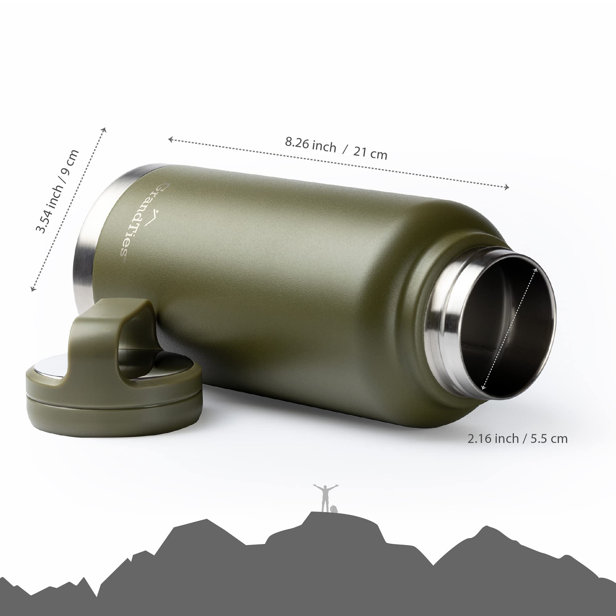 GRANDTIES 2 Lids Sports Stainless Steel Water Curacao - View #10