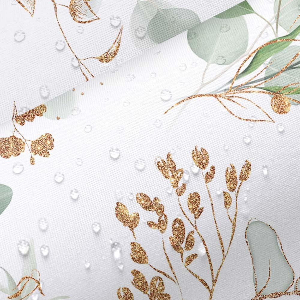 Sage Green Spring Leaves Shower Curtain, Modern Plants Botanical Fabric Cloth Shower Curtains for Elegant Bathroom Decor, Watercolor Eucalyptus Leaf Shower Curtain,70X78
