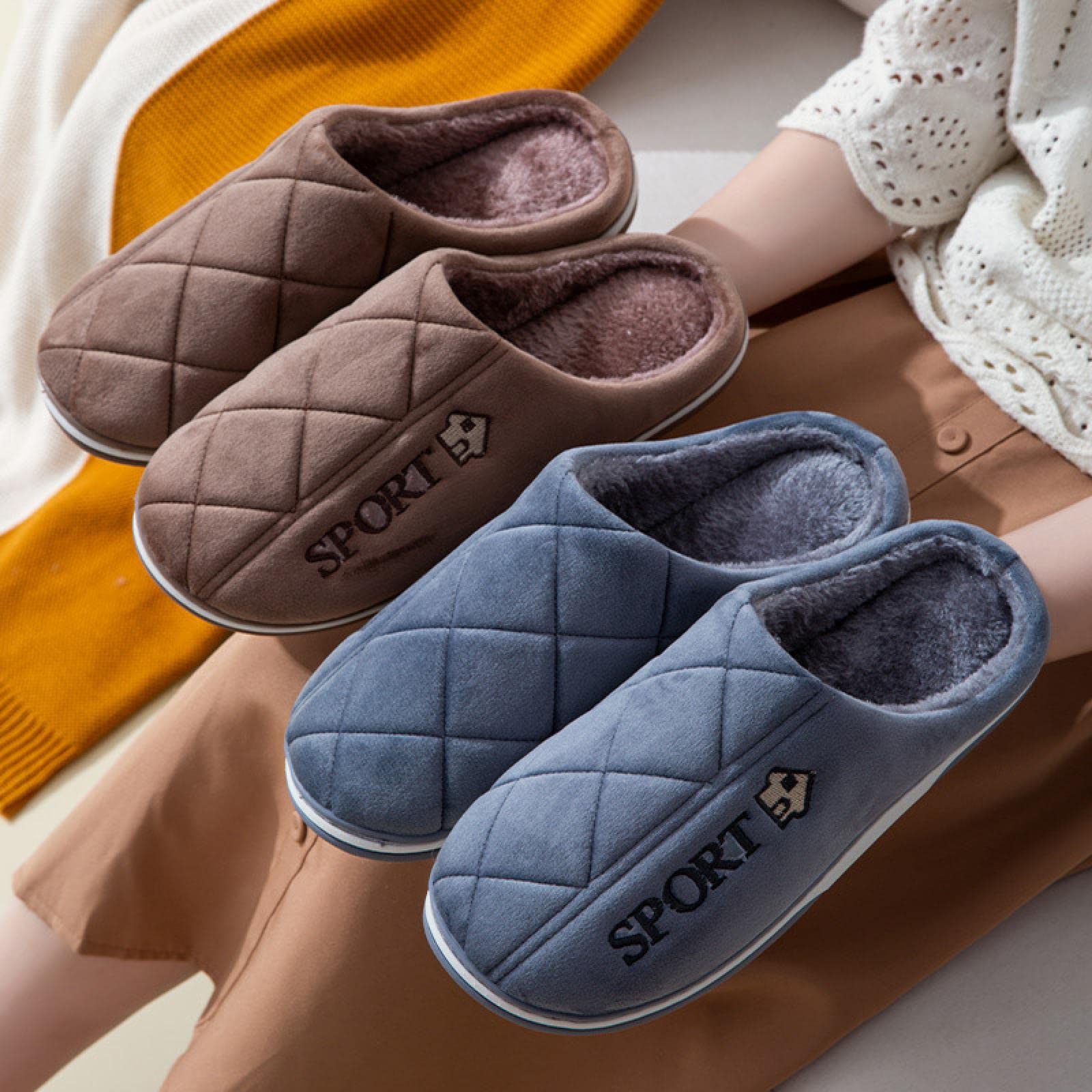 Un'Elegante Pantofole in Cotone Pantofole Calde Pantofole in Cotone Autumn And Winter Men Cotton Slippers Home Warm And Comfortabl