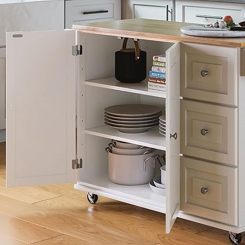 Miniatura 5 de Carrito de cocina con parte superior de madera de Home styles Liberty Madera Blanco Black, Off White