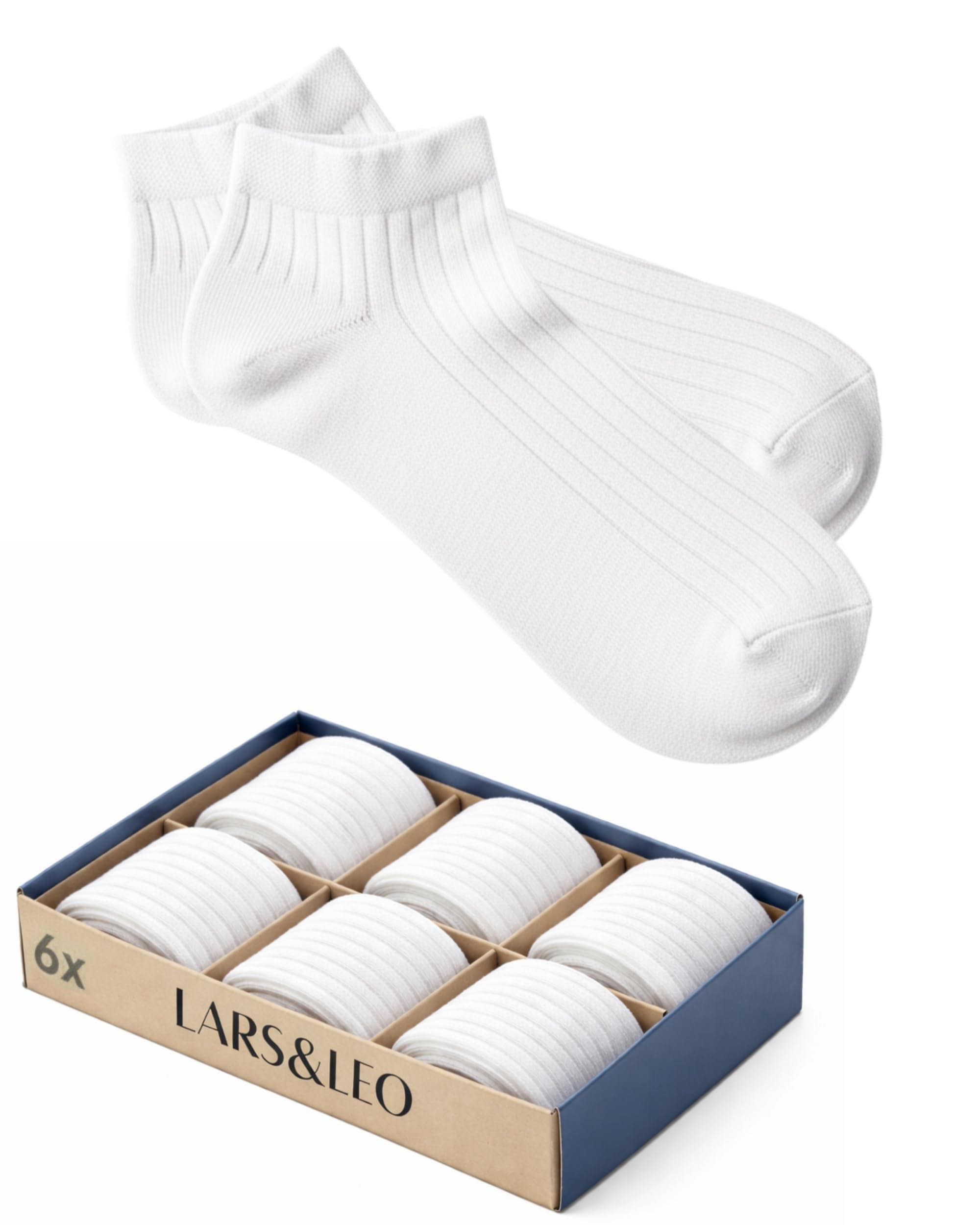 Lars&Leo Sneaker-Socken Slim Fit für Herren/Damen, 6 & 10 Paar, knöchelhoch, aus Bio-Baumwolle, eleganter Rippstrick