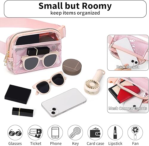 Miniatura 5 de Riñonera transparente aprobada para estadios  Riñoneras Bomvabe para mujeres y hombres, resistente al agua, bolsa transparente ajustable para