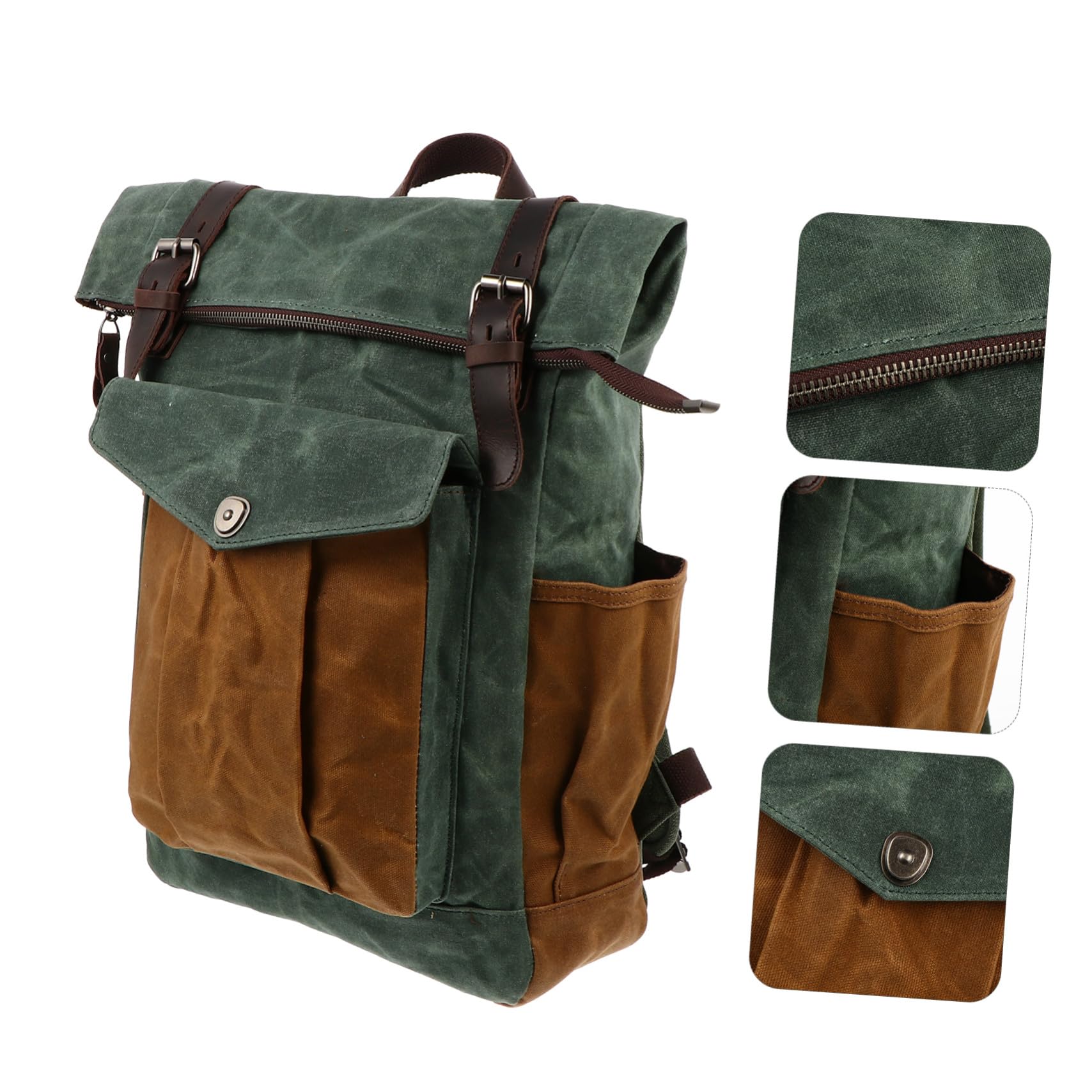STOBOK 1pezzi Zaino da Campeggio in Tela Cerata e Olio per Trekking all Aperto e Viaggi per Laptop Tablet Libri e Altri Oggetti Essenziali
