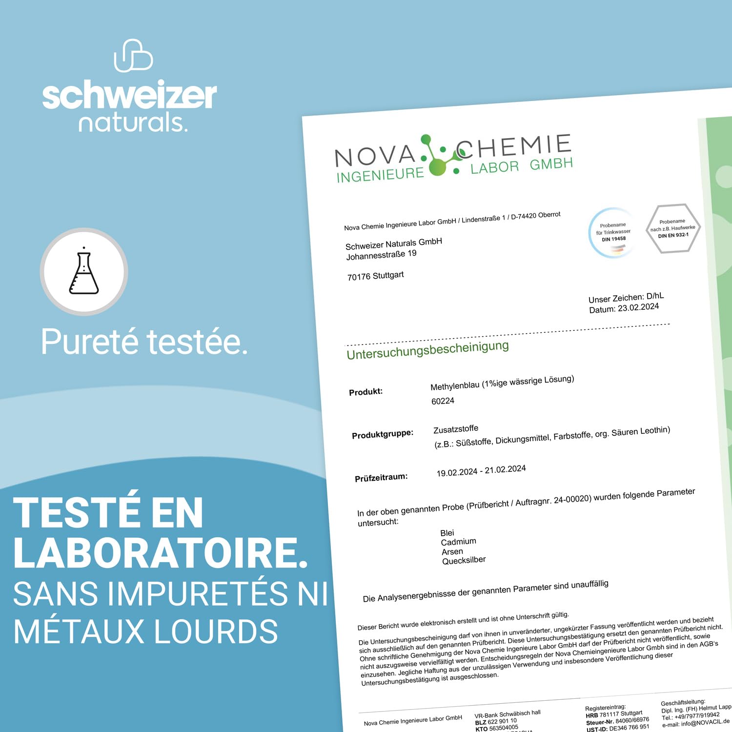 Solution de bleu de méthylène 1% pure qualité pharmaceutique USP, de solution aqueuse, sans additifs, qualité contrôlée en laboratoire, fabriquée en Allemagne (2x 100 ml)