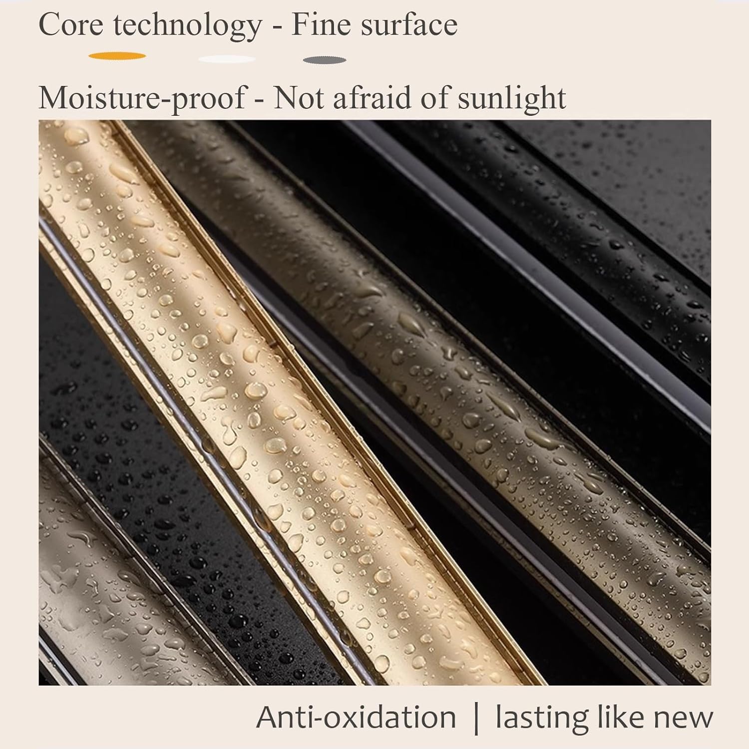 Champagne Silent Curtain Rod 250cm/8.2ft (2 x 125cm) - Ceiling or Wall Mounted - Perfect for Bedroom & Living Room Modern Home Décor