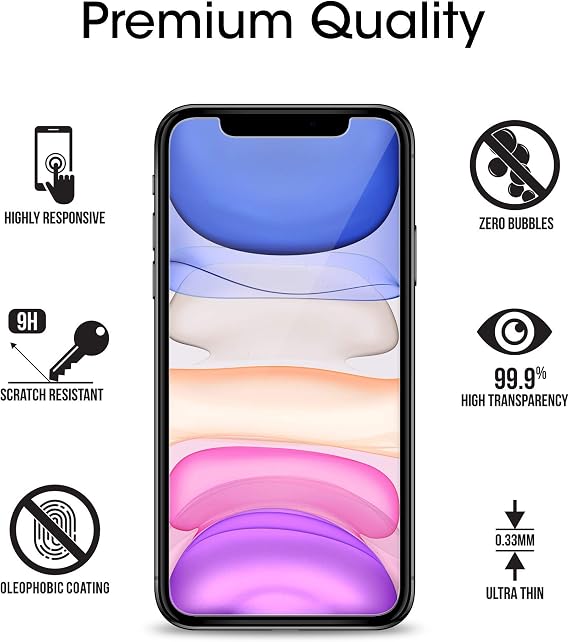 amFilm Screen Protector Glass for iPhone XR | With Easy Installation Tray, Tempered Glass, 3 Pack