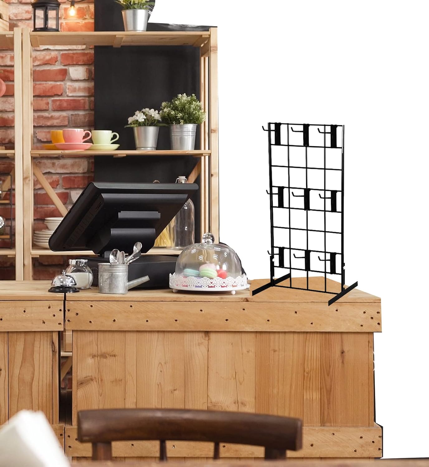 STORE FIXTURES DIRECT Counter Top Gridwall Display Units, 24" x 12" Tabletop Grid with 4" D Grid Hooks, Black (2 Pack)