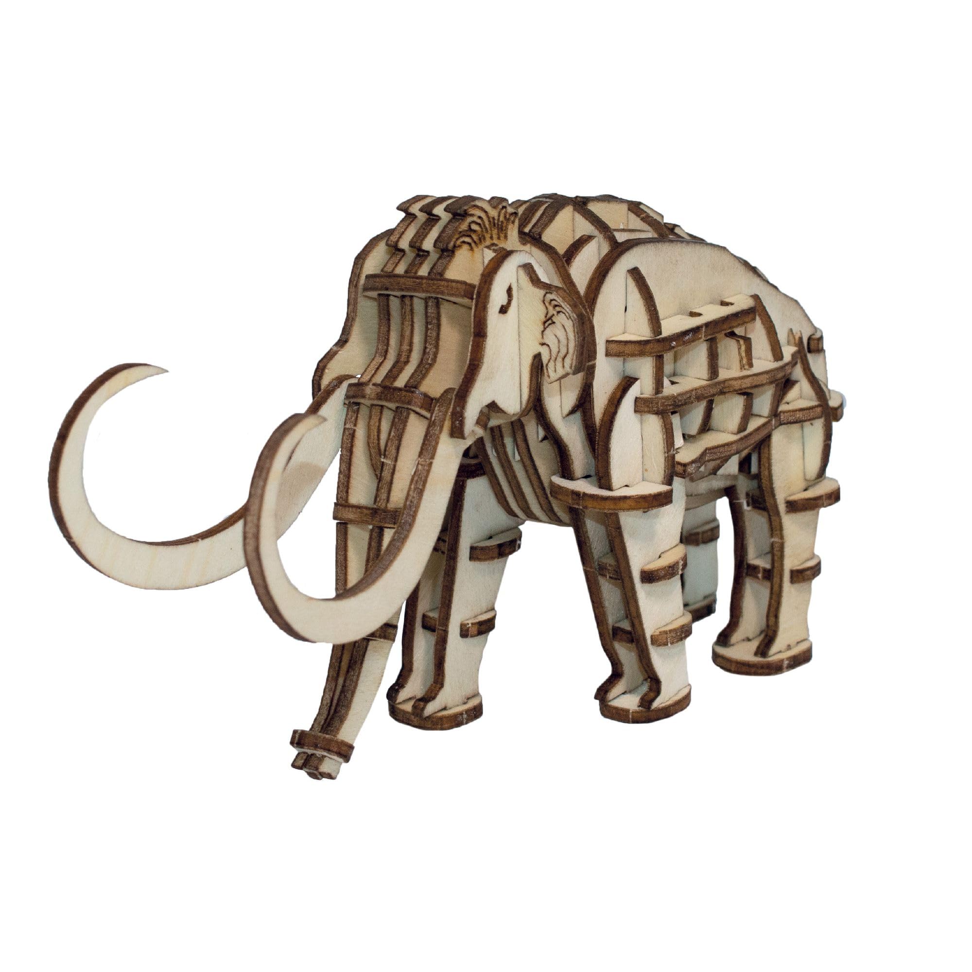 Eco 3D Wooden Puzzle Mammoth from Deluxebase. Animal Themed DIY 3D Puzzle Craft Kit. Sustainable Wood Safari Animal Toys. Perfect Model Building Kits for Educational Toys and Kids Party Favors.