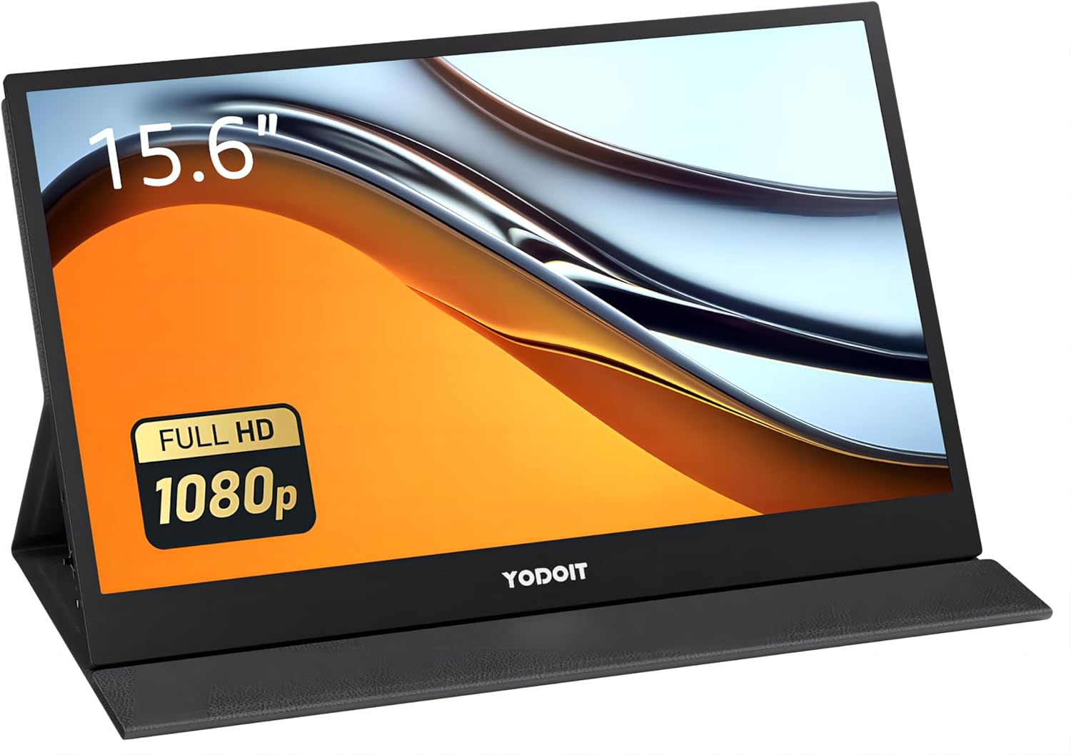 Yodoit Portable Monitor for Laptop 1920×1080 15.6" FHD Travel Monitor Screen IPS Display with USB Type C Port and Speakers with Smart Cover Metal Monitor Compatible with PC, MacBook, Xbox (Black)