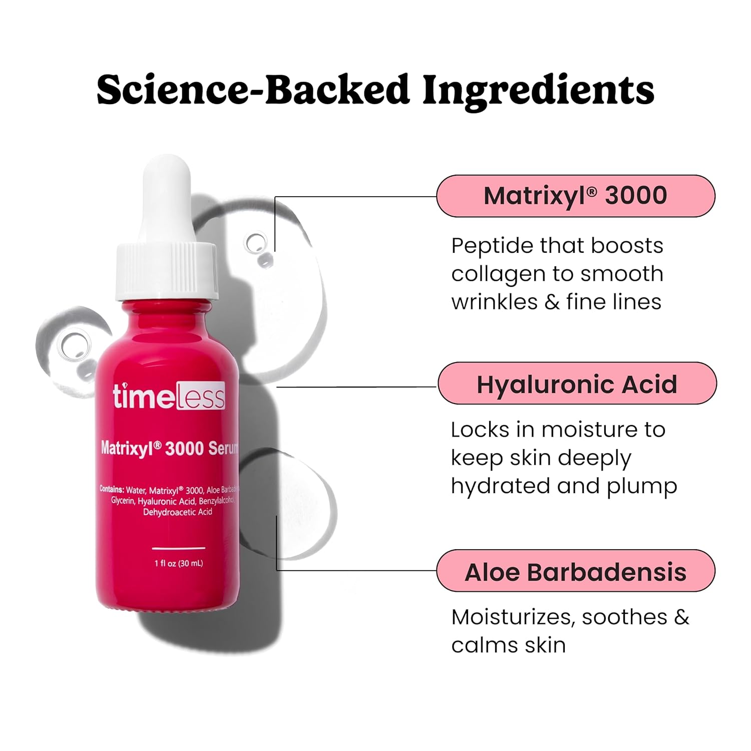 Timeless Skin Care Matrixyl 3000 Serum - Personal Care Face Serum Supports Hydration - with Hyaluronic Acid - Fragrance-Free - for Skin Care - 1 oz - Image 2