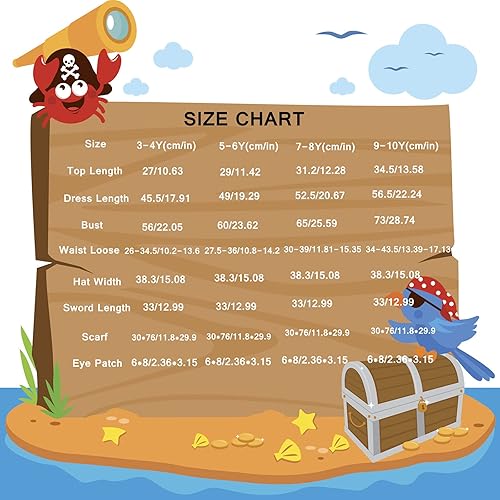 Miniatura 4 de Disfraz de pirata para niñas con espada pirata, sombrero de pirata, parche en el ojo de pirata, bolsa de moneda pirata, monedas de oro