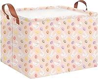 Vista 23 de CLOCOR Cesta de almacenamiento rectangular, cesta de almacenamiento plegable con bonito patrón, caja de almacenamiento de revestimiento impermeable